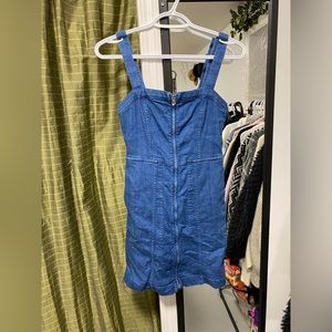 Front zipper denim dress